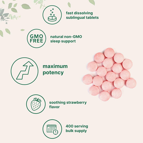 Micro Ingredients Melatonin 20mg Tablets, 400 Counts, Natural Strawberry Flavor, Fast Dissolve