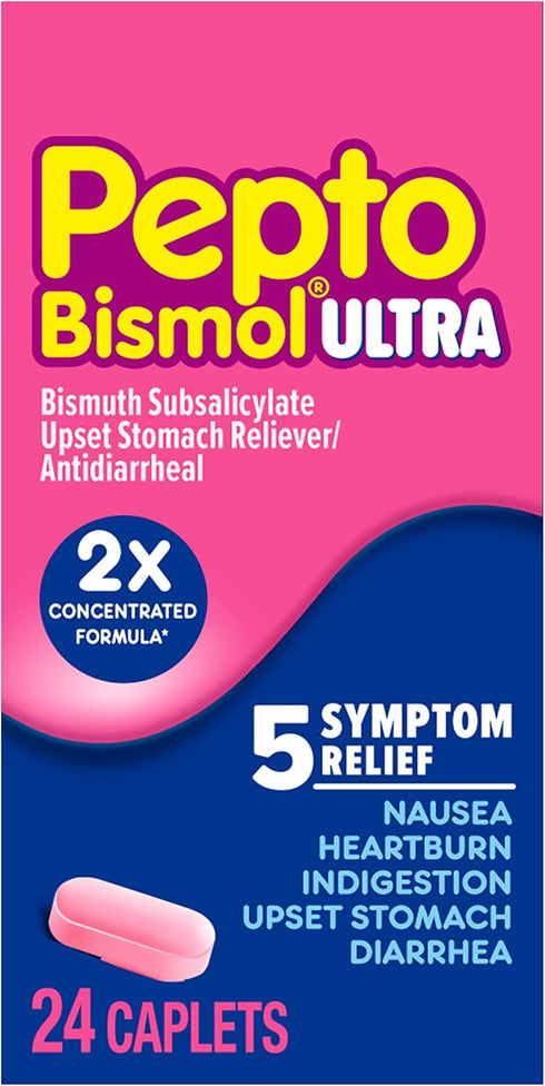 Pepto Bismol Ultra Caplets for Nausea, Heartburn, Indigestion, Upset Stomach, Diarrhea - 24 ct