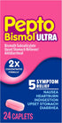 Pepto Bismol Ultra Caplets for Nausea, Heartburn, Indigestion, Upset Stomach, Diarrhea - 24 ct