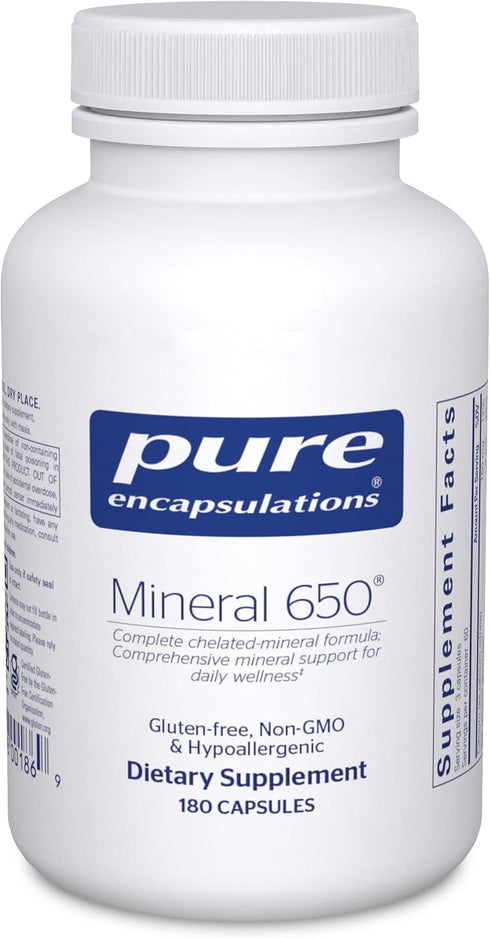 Pure Encapsulations Mineral 650, Hypoallergenic Combination of Balanced Chelated Minerals, 180 Capsules