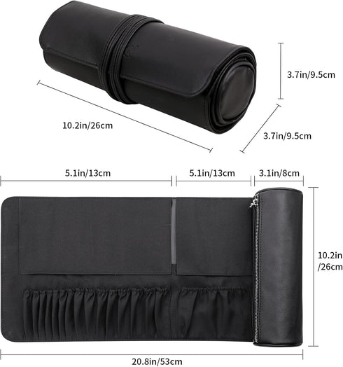 MSQ Makeup Brush Bag - Travel Makeup Brush Case, Portable Roll Up Brush Storage Bag for Makeup Brushes and Cosmetic