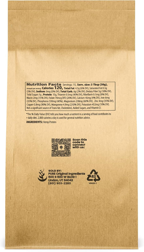 PURE ORIGINAL INGREDIENTS Vegan Hemp Seed Protein Powder (1 lb) Smoothies & Shakes, Nutty Flavor, Smooth Texture