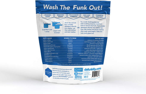 Defunkify Powder Laundry Detergent, Free & Clear, Odor Crushing & Stain Removing Power, 92 Loads (55 oz)