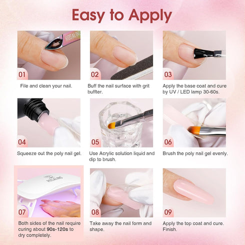 ROSALIND Poly Nail Gel Kit - 20 Colors + 76 Nail Art Accessories | Clear Nude Poly Nails Gel Kit Starter with Mini UV