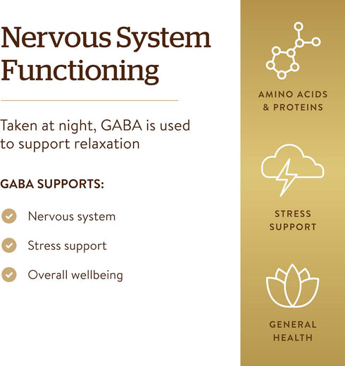 Solgar GABA 500 mg - 100 Vegetable Capsules, Relaxation & Nervous System Support, Non-GMO, Vegan, Gluten Free