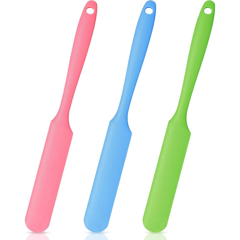 Mudder 3-Piece Non-Stick Wax Spatulas, Silicone Spatula Waxing Applicator for Home Salon Use (Pink, Blue, Green)