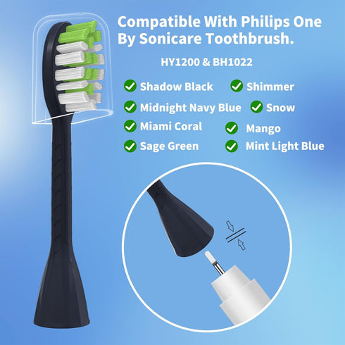 Toothbrush Replacement Heads for Philips One Series Sonicare - 10 Pack, Soft Bristles, Navy Blue
