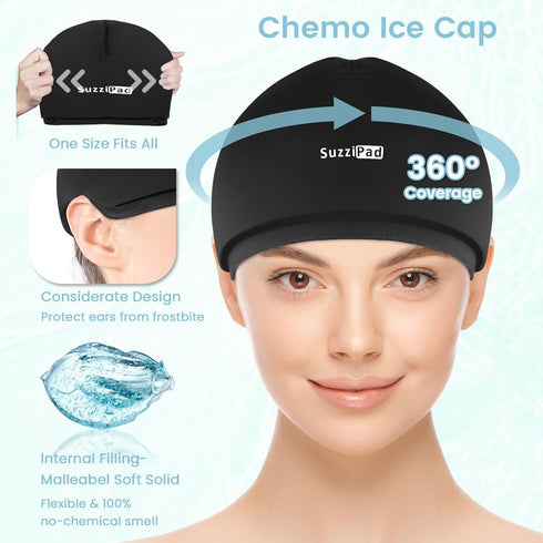 SuzziPad Chemo Care Package for Women & Men, Cooling Hat, Migraine Relief Cap, Chemo Gloves and Socks for Neuropathy