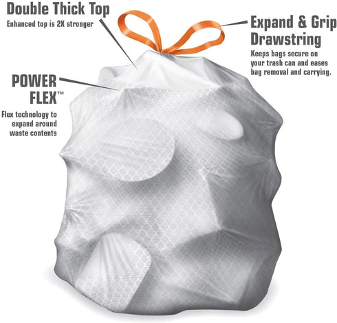 MEMBERS MARK 13 Member's Mark gal Power Flex, Leak Protection, Tall Kitchen Simple Fit Drawstring Bags (Flex Power)
