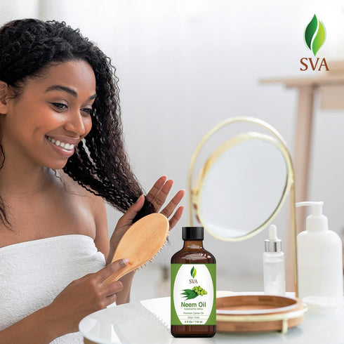 SVA Neem Seed Oil, 4 Fl Oz, 100% Natural Cold Pressed for Face, Skin Care, Hair Care, Body Massage