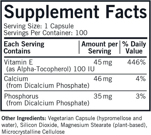 Kirkman Vitamin E 100 IU - Hypoallergenic || 100 Vegetarian Capsules || Supports Immune System || Gluten Free || Casein Free || Soy-Free