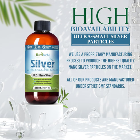 Nutrinoche Ultra Pure Colloidal Silver Spray, 2 Ounces for Daily Immune Support, Organic 99.99% Nano Particles