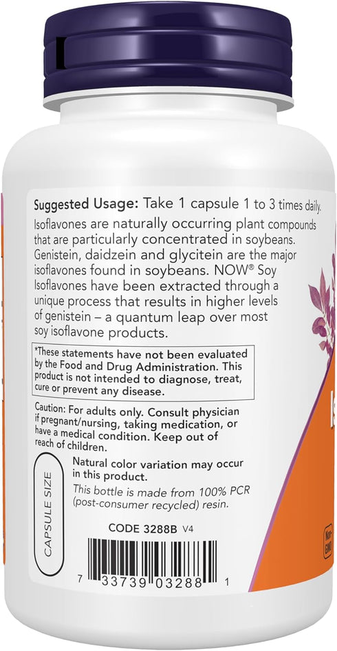 NOW Supplements, Soy Isoflavones 60 mg, 120 Veg Capsules - Plant Compounds Concentrated in Soybeans