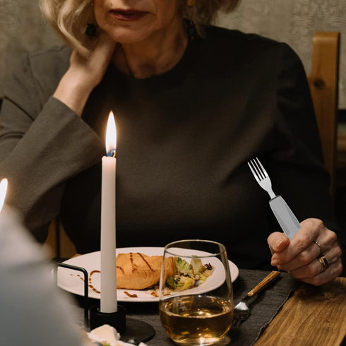 3Pcs Adaptive Utensils Set for Elderly: Weighted & Handicapped, Easy Grip Stainless Steel