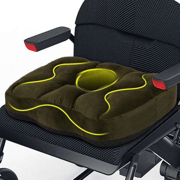 Bacaby Ergonomic Wheelchair Seat Cushion, High-Density 30D Foam Coccyx Support, Non-Slip Pressure Relief