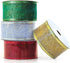 Christmas Ribbon Wired 1.5 Inch Set of 4 Ribbon Wire Red, Green, Gold, Silver/White Sheer Organza Glitter Gift, Xmas Ribbons Decoration, Holiday Craft, Gifts Wrap 40 Yards / 10 Yard Ea. Roll by OLYPHAN