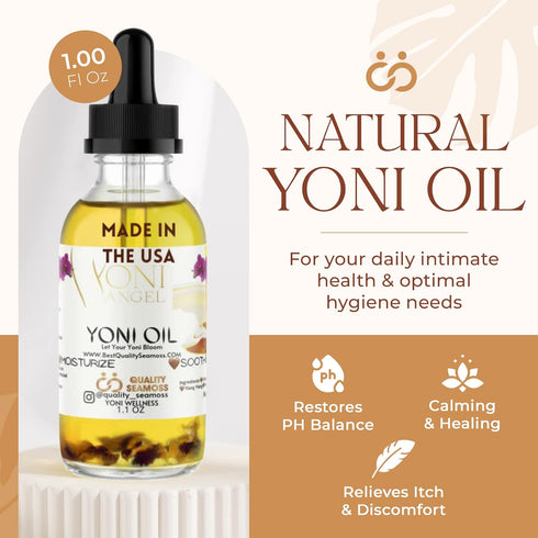USA Made Yoni Oil, Restores pH Balance, Relieves Drynesss Mint Fresh Feminine Care Oil, Reduces Odor, All Natural