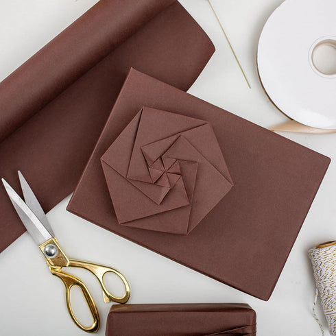 Flyhill Chocolate Brown Recyclable Kraft Paper Roll-17in x 32.8Ft-46.8sqft for Covering Books, Packing, Kids Doodling