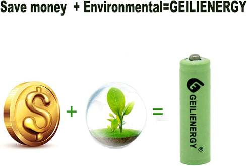 GEILIENERGY NiMH AA 600mAh 1.2V Rechargeable Batteries, 20 Pack for Solar Lights