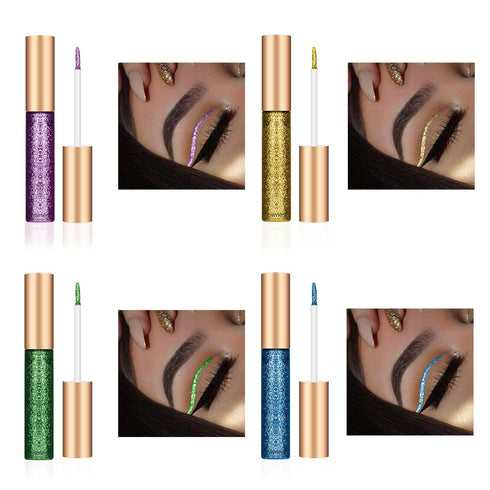 Ownest 10 Colors Liquid Glitter Eyeliner, Waterproof Shimmer Sparkling Eyeshadow, Long Lasting Metallic Glitter - 10pcs