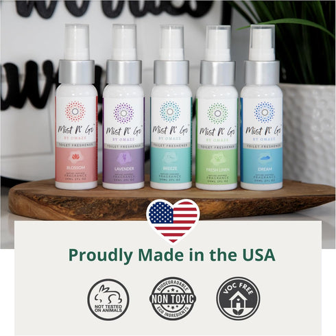 Mist N’ Go by Omaze Travel Bathroom Spray, 2oz, Odor Eliminator for Toilet