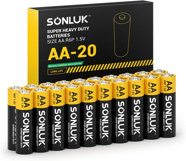 SONLUK AA Batteries 20 Pack - 1.5V Super Heavy Duty Carbon Zinc Double