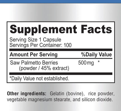 YUMMYVITE 45% 100 Extra Strength Saw Palmetto - Extract Prostate Supplement, Decrease Frequent Urination, DHT Blocker