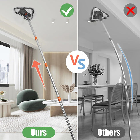 85" Wall Mop Cleaner - Long Handle with Stainless Steel Hook, 180° Rotating Duster Tool for Walls, Ceiling & Floors