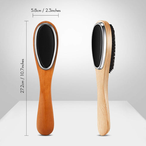 Patelai 2 Pieces 3 in 1 Lint Cloth Brush, Double Sided Garment Brush, Beech Wood Handle, Random Color