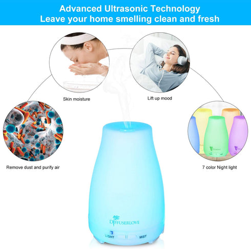Diffuserlove 2 Pack Essential Oil Diffuser 200ML, Remote Control Ultrasonic Aromatherapy Humidifiers for Office