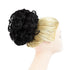 Rose Bud Chignon Hairpiece, Curly Bun Extensions Scrunchie Updo Synthetic Combs for Women, Off Black Natural