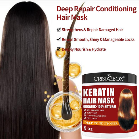 2 Pack Collagen Hair Mask & Keratin Hair Mask - Deep Conditioner Treatment for Dry Damaged Hair