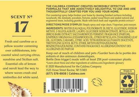 Caldrea Multi-surface Countertop Spray Cleaner, 16 oz, Made with Vegetable Protein Extract, Sea Salt Neroli Scent, 3