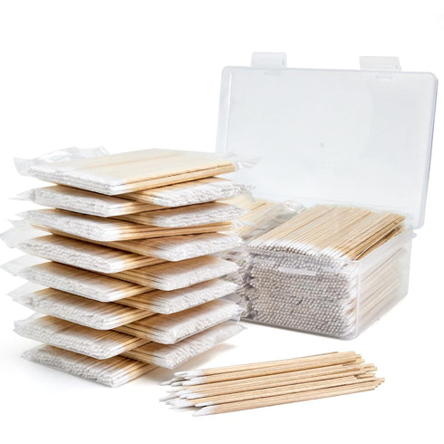 1500PCS Pointed Cotton Swabs with Storage Case, Microblading Cotton Swabs, Precision Tip for Makeup and Nail Art