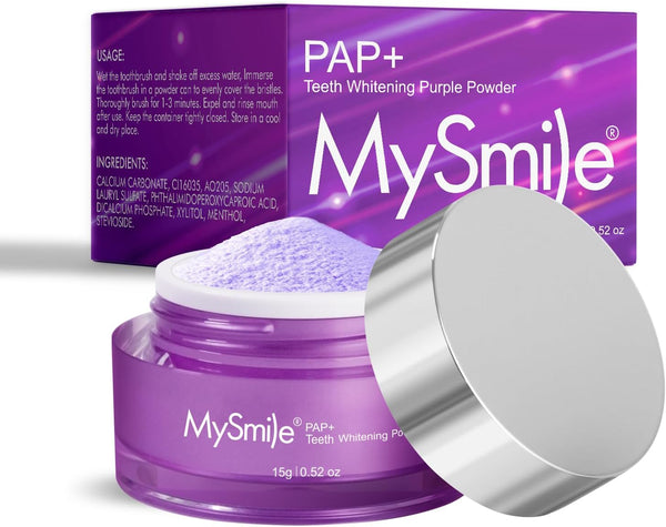 MySmile Pap Natural Mint Non-Sensitive Teeth Whitening Powder, Cavity Prevention, Fluoride Free Toothpaste - 1.04 oz
