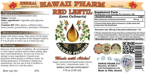 Hawaii Pharm LLC 2 oz Red Lentil (Lens Culinaris) Tincture Dried Seed Liquid Extract, Red Lentil, Herbal Supplement