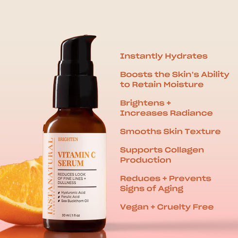 InstaNatural Vitamin C Face Serum - Brightens, Hydrates, Reduces Signs of Aging, 1 FL Oz