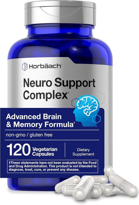 Horbaach Brain Supplement - 120 Capsules with Phosphatidylserine & DMAE for Memory, Focus, Clarity