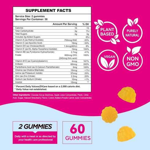 Gummies Gummies 60 Count Gummy Fertility for Women to Get Pregnant Fast, Folic Acid Conception to Boost Fertility