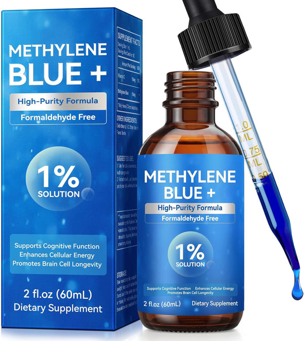 WeiWeiLa Pharmaceutical Grade Methylene Blue Drops 60mL - 1% Pure for Brain Health