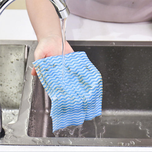 Blue Disposable Kitchen Cleaning Towel, Heavy Duty Cleaning Rags, Disposable Dish Cloths, 100 Count/Pack