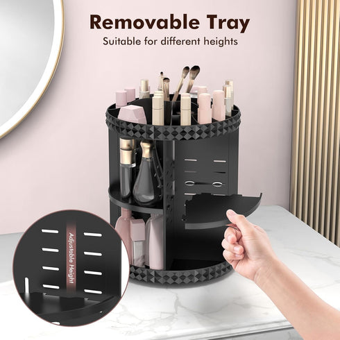 Rotating Makeup Organizer, 360° Spinning Skincare Organizers, Adjustable Layer Cosmetic Storage for Dresser, Medium,