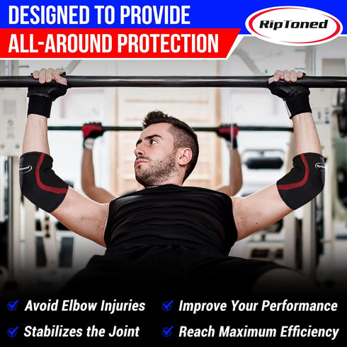 Rip Toned Elbow Sleeve Weightlifting, Compression Support & Pain Relief Arm Sleeve for Men & Women, Durable Gym Elbow