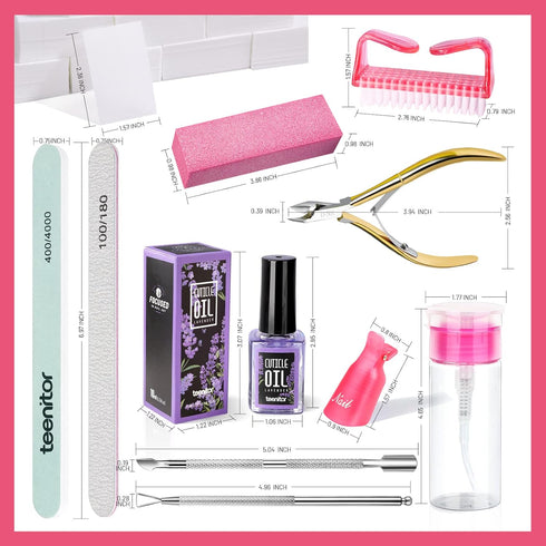 Teenitor Gel Polish Remover Kit, Nail Clips, Cuticle Nipper, Cuticle Pusher, Nail Care Cuticle Oil, Teenitor Nail Gel