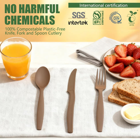 Zero Era 20 Count Bio-Based Disposable Spoon, | Tea Fiber Spoon, Plastic-Free Cutlery | No Microplastics, No