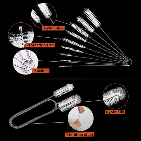 10 Pcs Flexible Drain Brush Set, Pipe Cleaners Brush, Stainless Steel Double-Ended Hose Brush for Home Kitchen