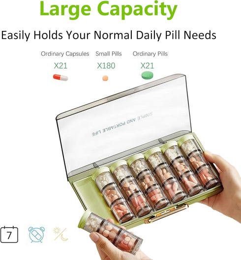 Meifannao 3 7 7 Times a Day Pill Organizer Day, Large Weekly Pill Organizer, Weekly Pill Box with Separate Containers