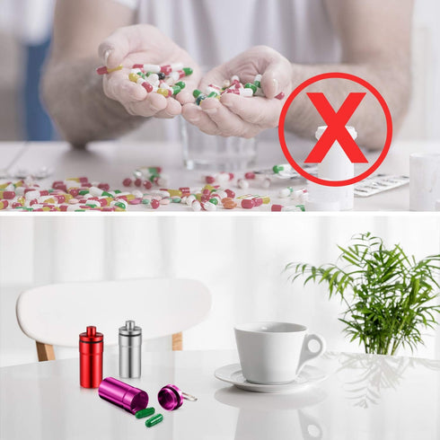 Hotop 14 Pieces Portable Pill Holder Keychain - Waterproof Aluminum Mini Tablet Container for Outdoor Use
