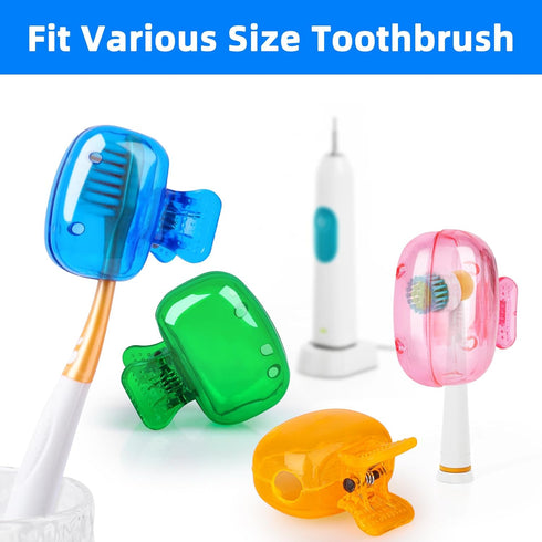 4 Pack Travel Toothbrush Head Covers, Protective Plastic Clip for Household Travel, Bathroom, School, Camping