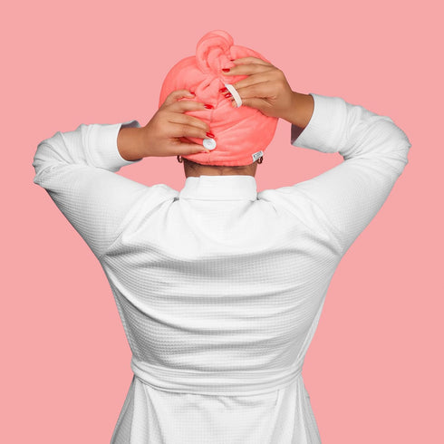 Noughty 97% Natural Pink Microfibre Hair Towel Wrap, Quickly Absorbs Moisture & Reduces Breakage